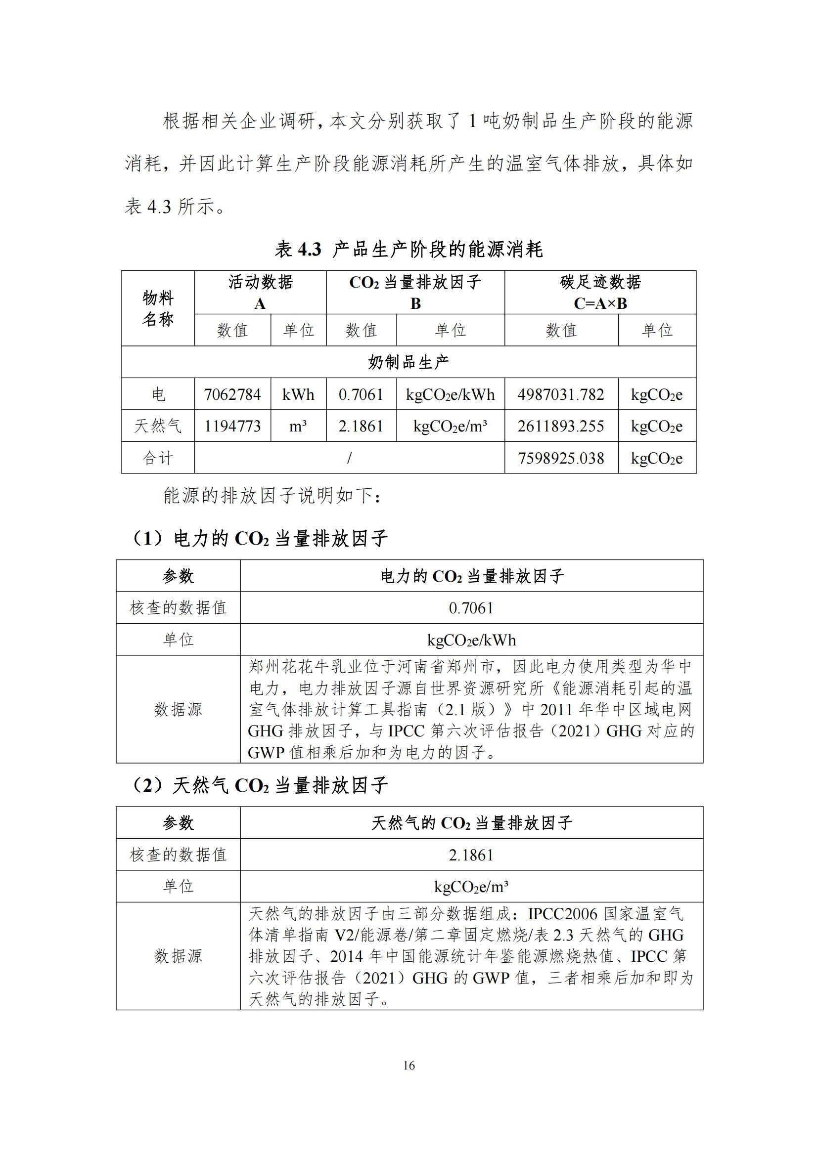 《郑州中欧（中国）乳制品有限公司产品碳足迹报告》公示