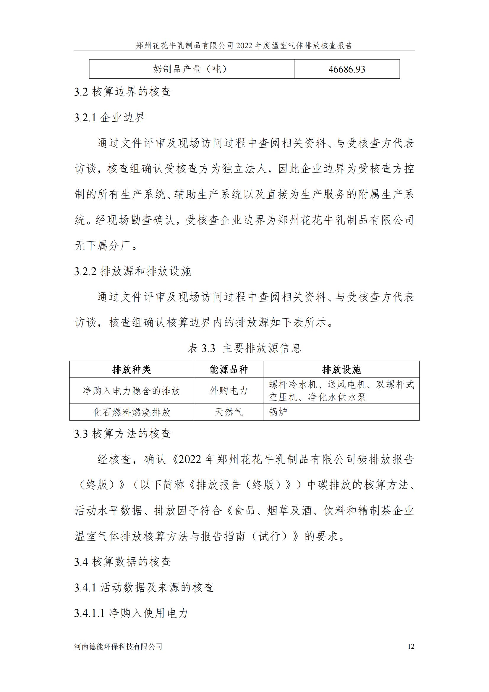 《郑州中欧（中国）乳制品有限公司2022年度温室气体排放核查报告》公示
