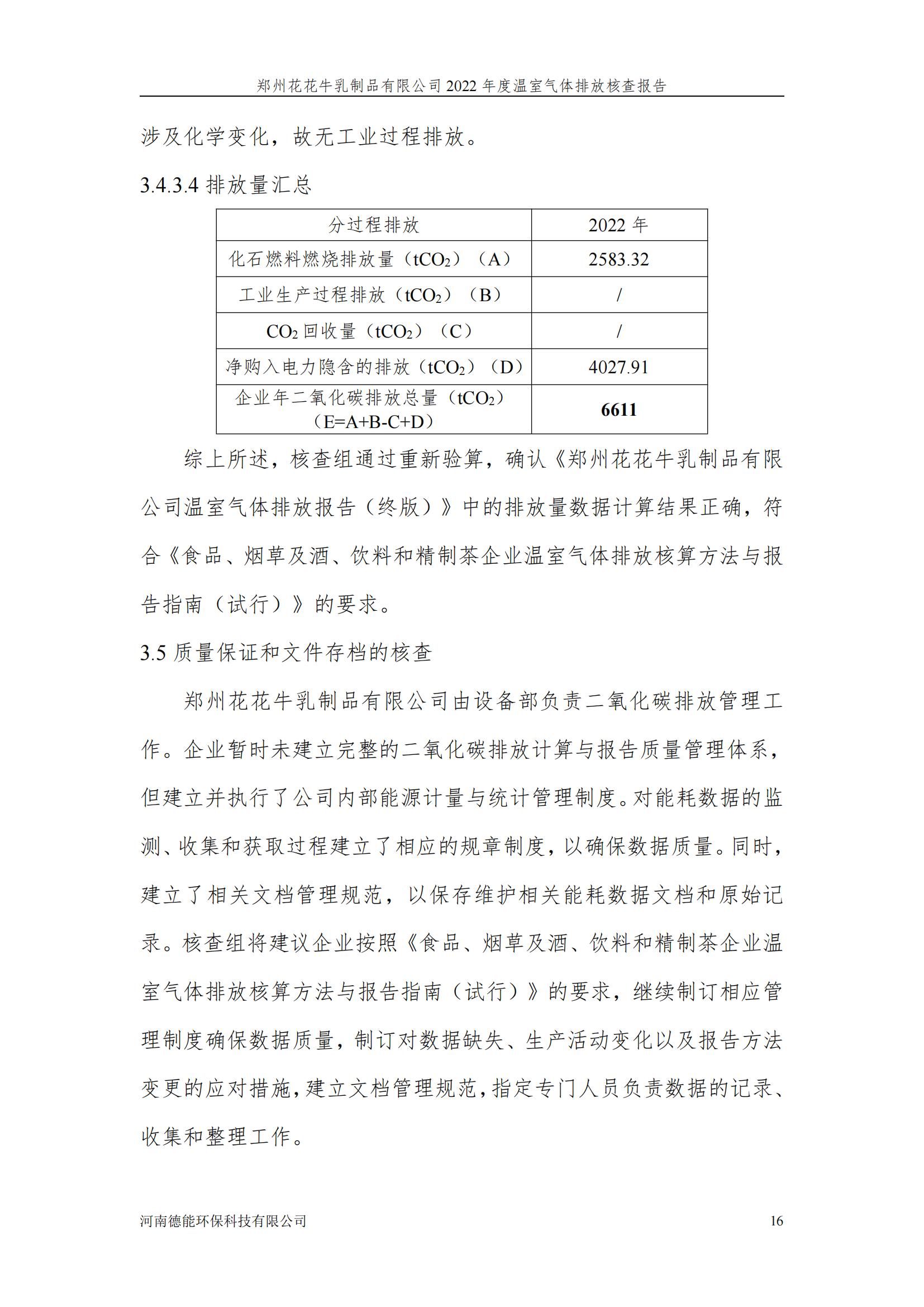 《郑州中欧（中国）乳制品有限公司2022年度温室气体排放核查报告》公示